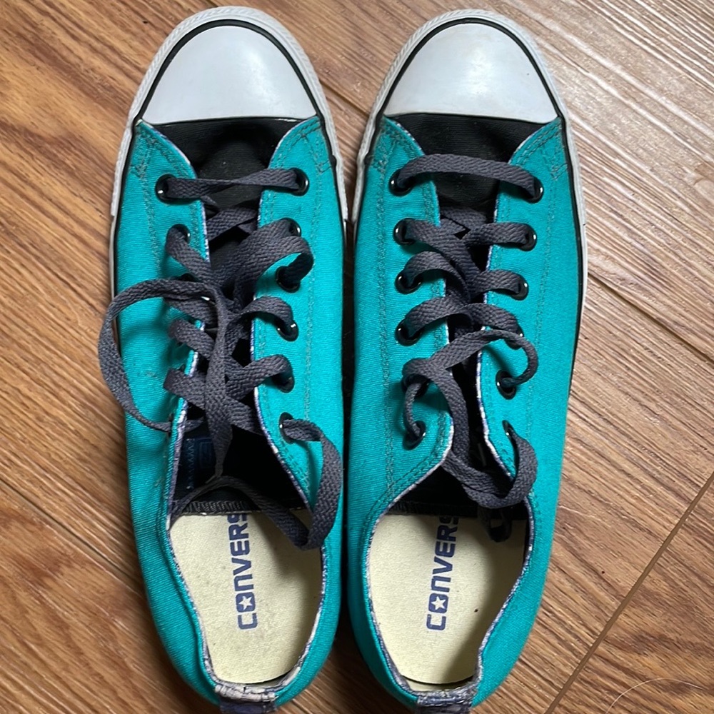 Black and blue converse